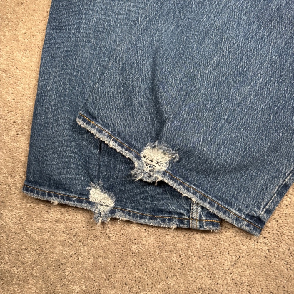 Levis 70s High Flare Jeans Blue‎ Denim Distressed Raw Hem Women's 30x32 NEW - Picture 10 of 12